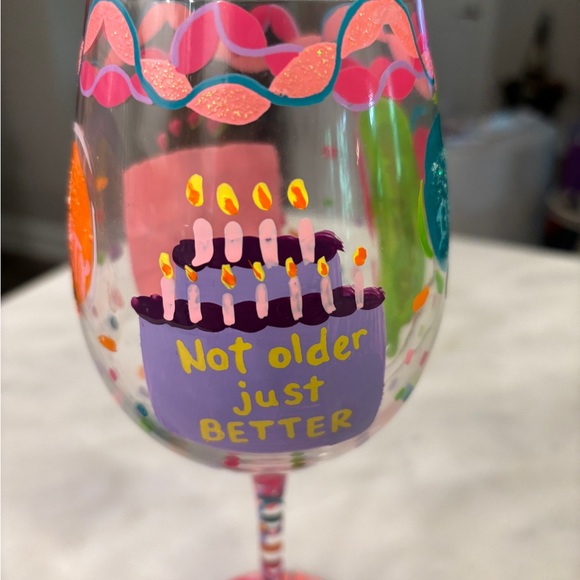 NWOT Set of 2 Hand-Painted Wine Glasses - Picture 2 of 8